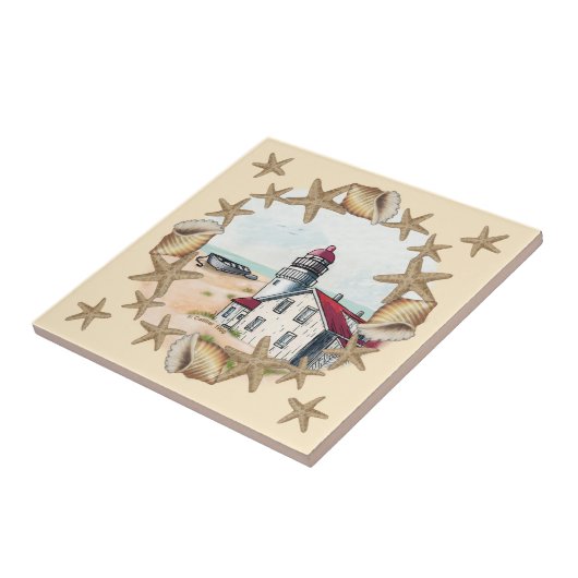 Seashell Lighthouse tegel Tegeltje (Zijkant)