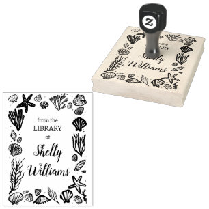 Seashell Lijst Custom Ex Libris Boekplaat Rubberstempel