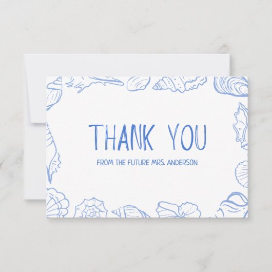 Seashell Lijst met de hand getekend Bedankkaart (Voorkant)