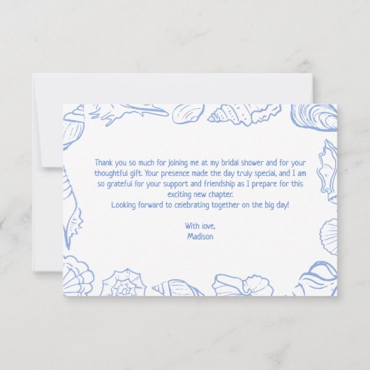 Seashell Lijst met de hand getekend Bedankkaart (Achterkant)