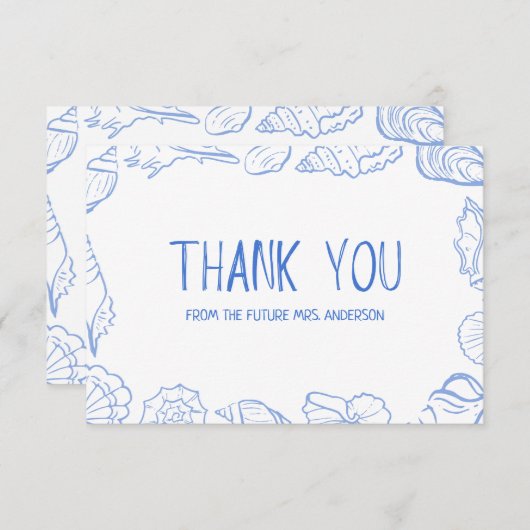 Seashell Lijst met de hand getekend Bedankkaart (Voorkant / Achterkant)