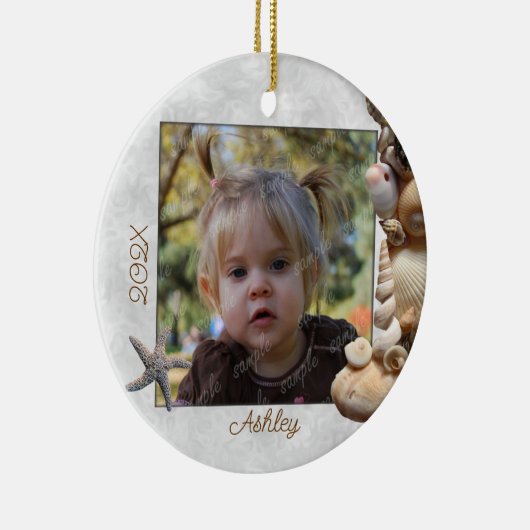 Seashell Lijst Photo Ornament (Rechts)