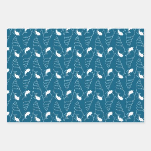 Seashell Line Art Pattern Wrapping Paper Sheets (Voorkant)