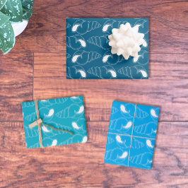 Seashell Line Art Pattern Wrapping Paper Sheets