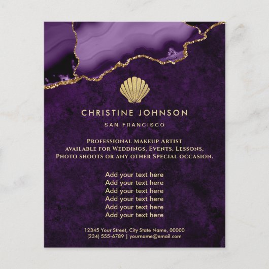 seashell logo on purple design flyer (Voorkant)
