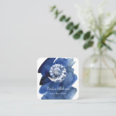 Seashell logo op blauw waterverf visitekaartje (Staand voorkant)