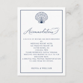 Seashell Marine Blauw Strand Bruiloft Accommodatie Informatiekaartje