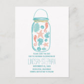 Seashell mason jar strand bruiloft save the date aankondigingskaart (Voorkant)