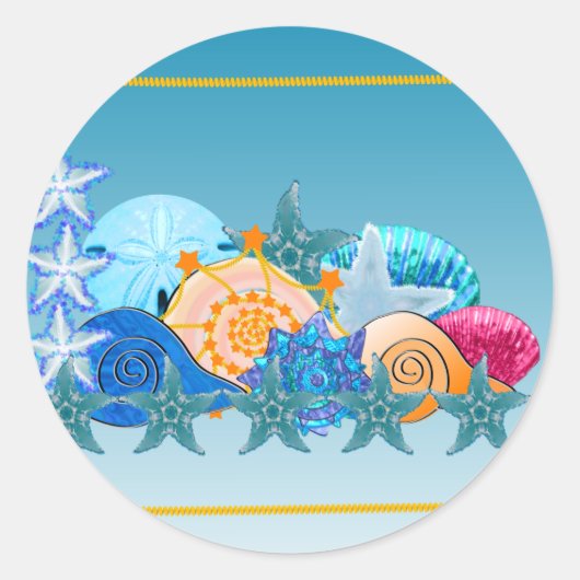 Seashell Medley Ronde Sticker (Voorkant)