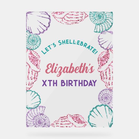 Seashell Meisjes verjaardag Acryl Bord (Voorkant)