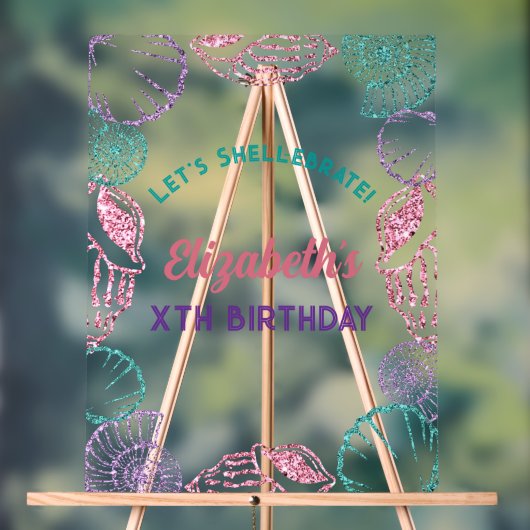 Seashell Meisjes verjaardag Acryl Bord (Neutraal)