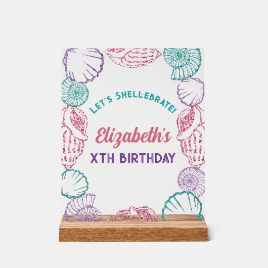 Seashell Meisjes verjaardag Acryl Bord (Voorkant)