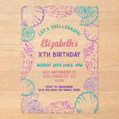 Seashell Meisjes verjaardag Acryl Uitnodigingen (Voorkant)