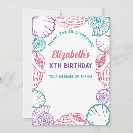 Seashell Meisjes verjaardag Bedankkaart (Voorkant)