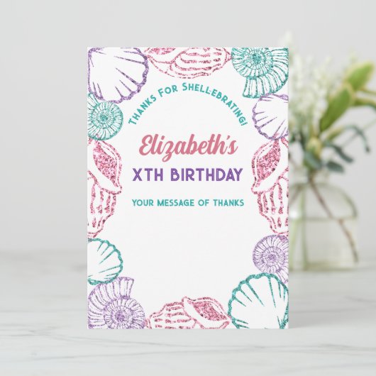 Seashell Meisjes verjaardag Bedankkaart (Staand voorkant)