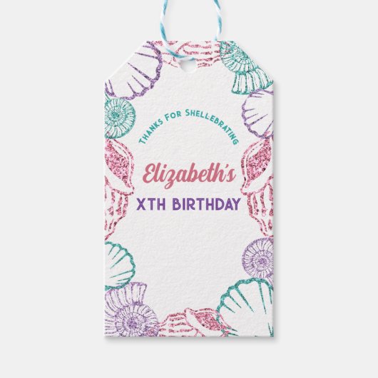 Seashell Meisjes verjaardag Cadeaulabel (Voorkant)