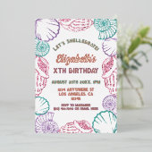 Seashell Meisjes verjaardag Folie Uitnodiging (Staand Voorkant)