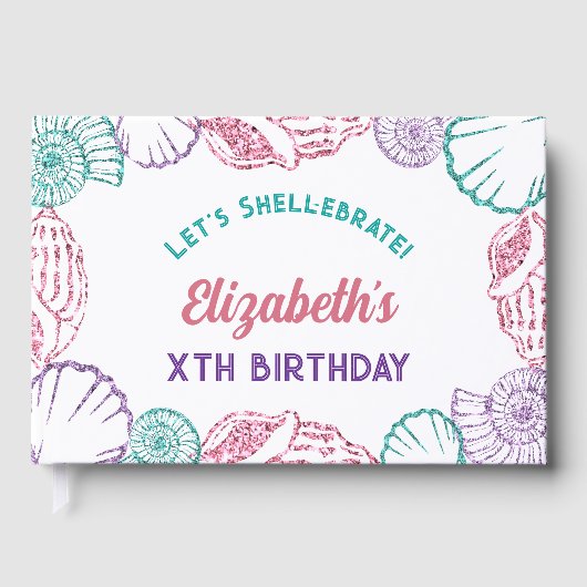 Seashell Meisjes verjaardag Gastenboek (Voorkant)