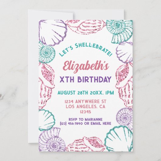 Seashell Meisjes verjaardag Kaart (Voorkant)