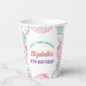 Seashell Meisjes verjaardag Papieren Bekers (Voorkant)