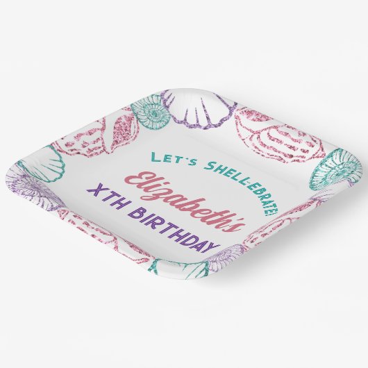 Seashell Meisjes verjaardag Papieren Bordje (Gebogen)