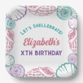 Seashell Meisjes verjaardag Papieren Bordje (Voorkant)