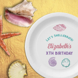 Seashell Meisjes verjaardag Papieren Bordje
