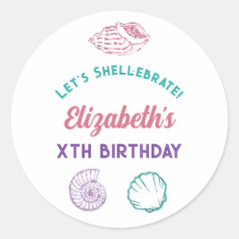 Seashell Meisjes verjaardag Ronde Sticker