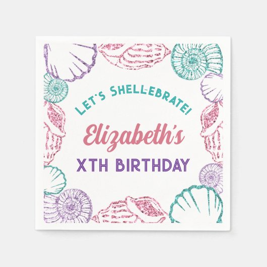Seashell Meisjes verjaardag Servet (Voorkant)