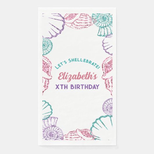 Seashell Meisjes verjaardag Servet (Voorkant)