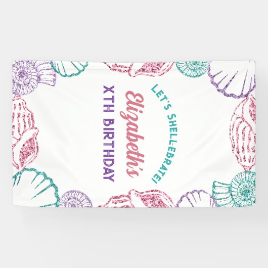 Seashell Meisjes verjaardag Spandoek (Horizontaal)