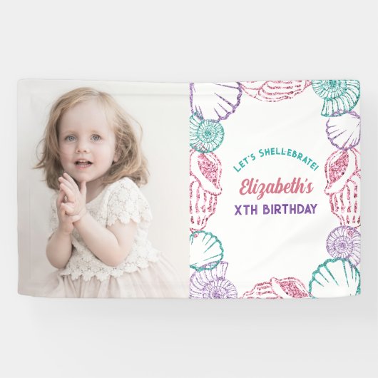 Seashell Meisjes verjaardag Spandoek (Horizontaal)