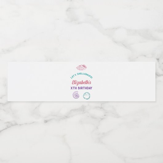 Seashell Meisjes verjaardag Waterfles Etiket (Enkel label)