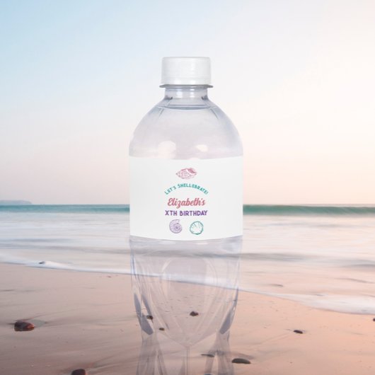 Seashell Meisjes verjaardag Waterfles Etiket
