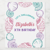 Seashell Meisjes verjaardag Wijn Etiket (Enkel label)