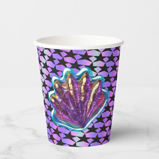 SeaShell Mermaid Party Paper Cups Papieren Bekers (Voorkant)
