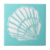 Seashell met Turquoise Ceramic Tile Tegeltje (Voorkant)