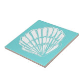 Seashell met Turquoise Ceramic Tile Tegeltje (Zijkant)