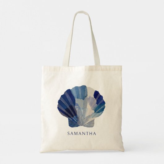 Seashell Moderne Aangepaste Naam Bruidsfeest Tote Bag (Achterkant)