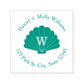 Seashell Monogram Adres Zelfinktende Stempel (Design)