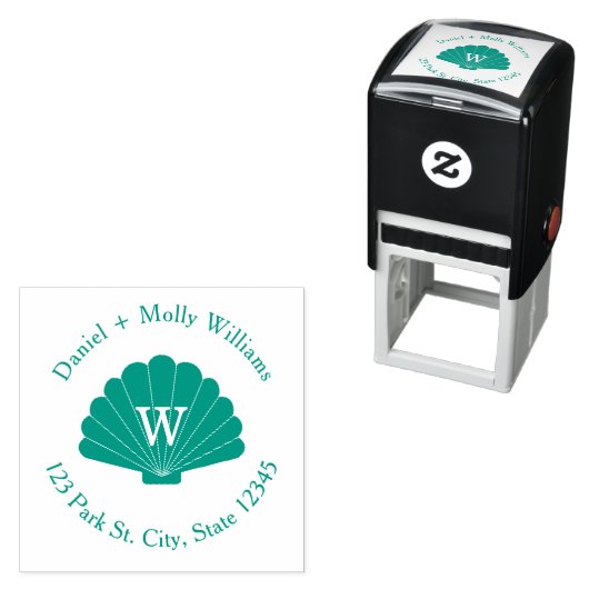 Seashell Monogram Adres Zelfinktende Stempel (In situ)