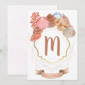 Seashell Monogram Crest Notecard Kaart (Voorkant / Achterkant)