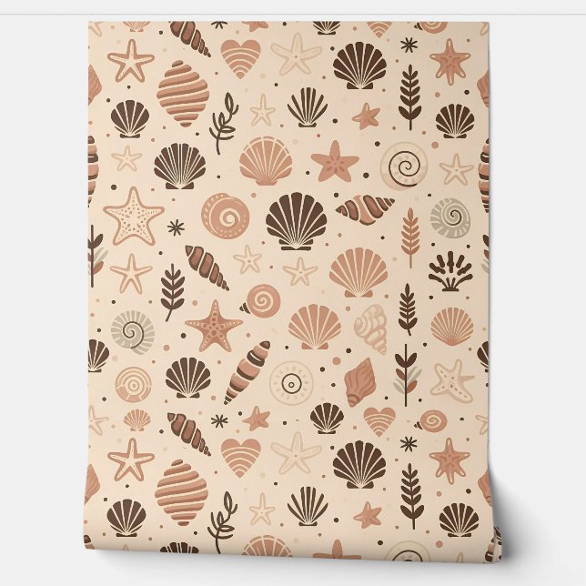 Seashell naadloos patroon behang (Afrollen)