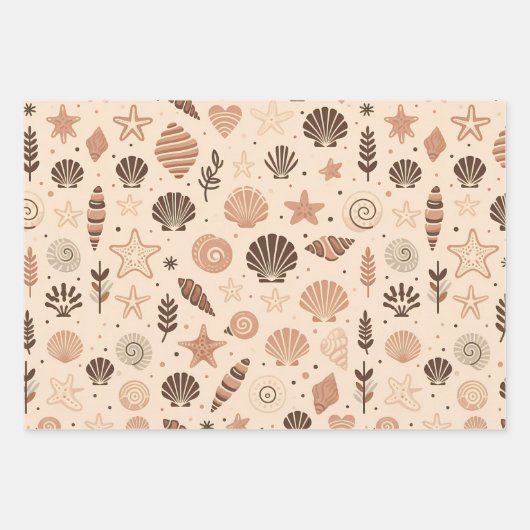Seashell naadloos patroon inpakpapier vel (Voorkant)