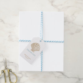 Seashell Nautical Tan/Aqua Beach Bruiloft Dank u Cadeaulabel
