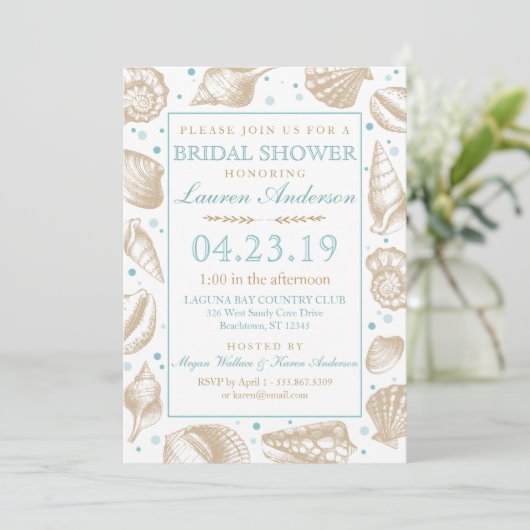 Seashell Nautisch strand bruiloft | Vrijgezellenfe Kaart (Staand voorkant)