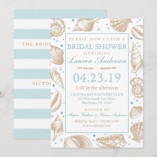 Seashell Nautisch strand bruiloft | Vrijgezellenfe Kaart (Voorkant / Achterkant)