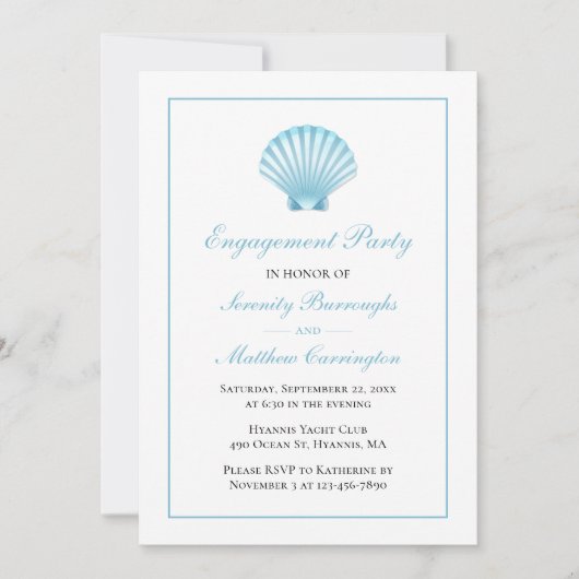 Seashell Nautisch Strand Wedding Engagement Party Kaart (Voorkant)