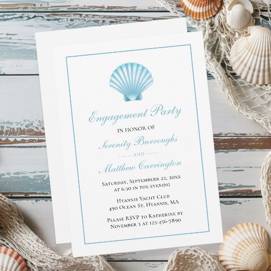 Seashell Nautisch Strand Wedding Engagement Party Kaart