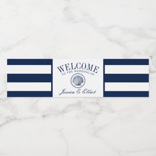  Seashell | Nautische bruiloft Welkom Waterfles Etiket (Enkel label)